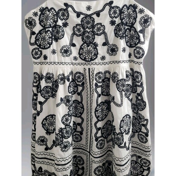 Johnny Was Jade M Mel Embroidered White Black Cotton Midi Dress Pockets Spring - Picture 4 of 11